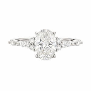 แหวนหมั้นเพชรทรงรีและทรงกลมทองคำแท้ 9K 10K 14K 18K ประดับเพชรแล็บโกรว์ ดีไซน์วินเทจ ประดับเพชรเม็ดเล็กๆ รอบวงแหวน แหวนแต่งงาน แหวนสวยงาม - Product Image 3