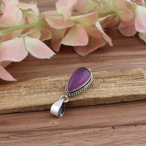 Collier en jade violet naturel, argent sterling 925 plaqué platine, granulation à pois, bijoux en pierres précieuses vintage, unisexe, vente en gros - Product Image 2