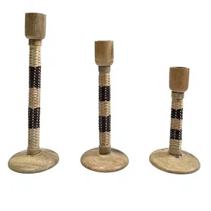 Premium Quality Handmade Wood Rattan <b>Candle</b> Holder Christmas Decorative <b>Candle</b> Stand Factory Wholesale Home Decor <b>Candle</b> Pillar - Product Image 1