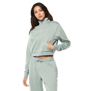 Womens Winter Streetwear Cropped Full Zip Stand Collar Tracksuit Jogger <b>Trousers</b> Drawstring Waist Pockets Wholesale Custom OEM - Product Image 3