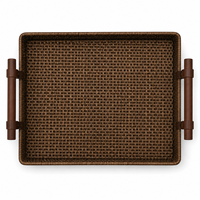 Plateau de service en bambou tissé à la main de qualité supérieure avec poignées, style rotin rectangulaire, panier de service décoratif pour la cuisine et la maison