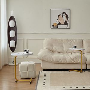 Small C-Shaped White <b>Side</b> <b>Table</b> <b>for</b> <b>Sofa</b> Nightstand <b>for</b> Bedroom or Cough Bed Nightstands Product Category - Product Image 5