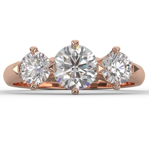 Anillo de Plata de Ley S925 con Tres Piedras de Moissanita Redonda, Regalo de Cumpleaños para Mujer - Product Image 3