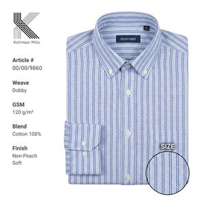 Chemise unisexe 100% coton 120GSM tissée à rayures Dobby, manches longues, fabricant OEM ODM, fournisseur de vêtements personnalisés en gros, hommes femmes - Product Image 1