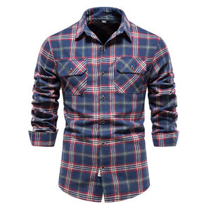 Chemise à carreaux décontractée pour homme moderne, manches longues, tissu en coton respirant et motif à carreaux classique. - Product Image 6