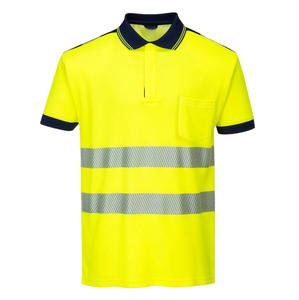 Polo de sécurité en polyester, vêtements de travail personnalisés, haute visibilité, manches courtes, séchage rapide, réfléchissant, respirant - Product Image 1