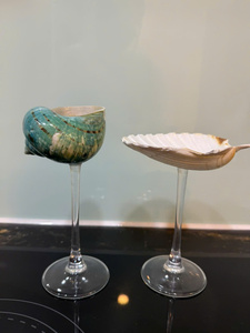Verre à vin artisanal en coquillages, décoration côtière, mariage sur la plage, objet de collection, cadeau naturel du Nouvel An, souvenir artisanal - Product Image 3