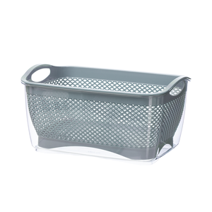Passoire en plastique gris double couche réutilisable, écologique et durable avec bac de drainage transparent, poignées et supports - Product Image 1