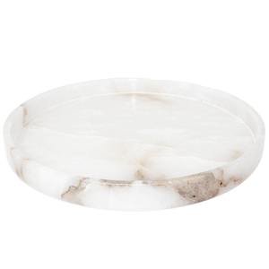 Plateau rond en marbre élégant, plateau de service en marbre blanc pour la décoration de la maison et le rangement de la cuisine, élégante assiette en marbre - Product Image 6