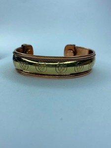 Artisan <b>Copper</b> Brass Cuff <b>Bracelet</b> Gold Plated Vintage Style Open Adjustable Wholesale Hammered Design Magnet Unisex Wedding - Product Image 3