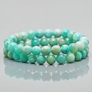 Natural Amazonite Smooth Round AA Grade Gemstone Beads <b>Stretch</b> <b>Bracelet</b> Healing Jewelry Wholesale Bulk - Product Image 2