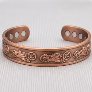 Handcrafted Biker Pattern Solid Copper Wrist <b>Bangle</b> With Magnets Metal Jewelry Exquisite Design Promotional Novelty Gift - Product Image 2