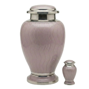Handcrafted <b>Emerald</b> <b>Green</b> Adult Cremation Vessel – <b>Decorative</b> Metal Memorial Urn with Ocean Wave Pattern & Silver Accent Bands - Product Image 3