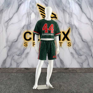 CLOVIX SPORTS Men's Summer Casual Two-Piece Cotton T-<b>Shirt</b> Shorts Set Custom Front Logo Silk Screen Printing Pattern ODM - Product Image 1