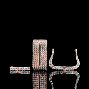 Ensemble de boucles de montre en or rose serties de pierres |   Composants de fermoir de montre sertis de diamants |   Matériel de montre de luxe sur mesure - Product Image 1
