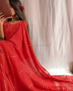 เสน่ห์ชาติพันธุ์ของผู้หญิงผ้าฝ้ายและผ้าลินิน Saree cerise สีชมพูกับเทพธิดาแห่งความรักสวมใส่นี้ที่จะทำให้เทพธิดาทั้งหมดตกอยู่ในความรัก - Product Image 5