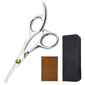 Ciseaux à poils du nez en acier inoxydable allemand à pointe sphérique avec vis réglable et repose-doigt fixe, personnalisables avec logo - Product Image 2