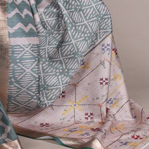 VASTRA COTTAGE Sari de Seda Tasar con Borde de Viscosa Estampado y Blusa sin Coser, Elegante Prenda Étnica Tradicional para Mujer - Product Image 3