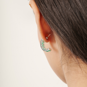 Clásicos Pendientes de Aro de Plata 925 con Ónix Verde, Engaste de Canal, Joyería para Uso Diario de Mujer, Precio al por Mayor - Product Image 4