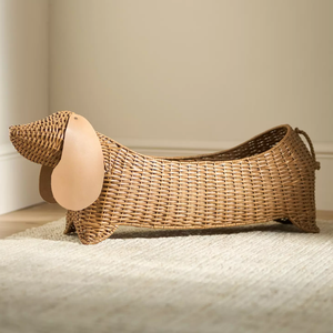 Unique Dachshund Rattan Nursery Room Furniture <b>Wicker</b> <b>Basket</b> Adorable Animal Storage Solution <b>Large</b> Capacity Bin Wholesale - Product Image 2