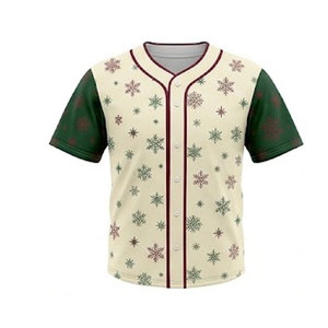 Maillot de baseball de Noël à boutons, design sportif avec détails décoratifs hivernaux et mouvements fluides pour activités d'équipe - Product Image 1