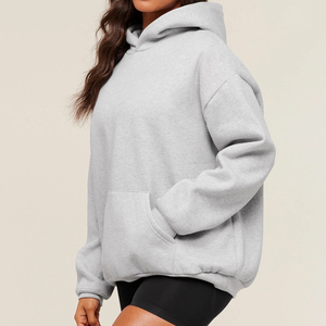 Felpa con Cappuccio <span class=keywords><strong>Oversize</strong></span> da <span class=keywords><strong>Donna</strong></span> in Pile Pesante con Logo Personalizzato, Abbigliamento Streetwear OEM, Produttore e Fornitore - Product Image 2