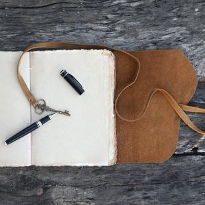 Rustic Antique Genuine Leather Notebook with Handmade Deckle Edge Cotton Paper <b>Journal</b> Vintage Blank Diary Leather Bound <b>Writing</b> - Product Image 5
