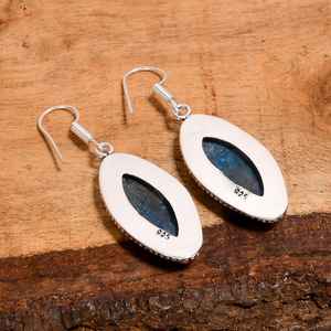 Pendientes de Apatita Azul Neón Natural con Plata, Estilo Vintage, Plata de Ley 925, Joyería Bohemia Hecha a Mano, Regalo para Ella - Product Image 6