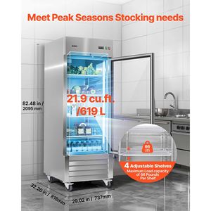 Frigorifero Commerciale per Cucina, Larghezza 29.02, Verticale con Sbrinamento Automatico, Porta Singola in Vetro, 21.5 Cu.ft - Product Image 4