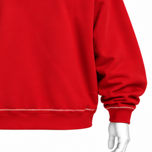 Sudadera con Capucha Roja Indus Bordada, Bordado Floral, Bolsillo Canguro, Corte Holgado, Estilo Casual Urbano, Sudadera de Moda para Invierno - Product Image 6