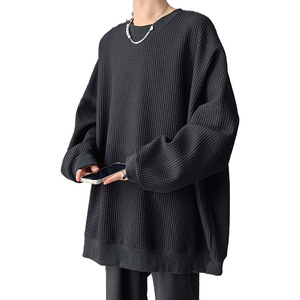 T-shirt à manches longues en maille gaufrée, couleur unie, printemps et automne, prix d'usine Chine, logo personnalisé brodé, Bangladesh. - Product Image 1