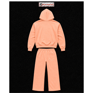 Conjunto de chándal para hombre rosa melocotón, sudadera con capucha de cremallera completa, pantalones deportivos de pierna recta, ropa deportiva informal, traje de jogging liso, venta al por mayor y personalizado - Product Image 6