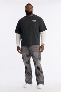 T-shirt à manches longues pour homme 100% coton, surdimensionné, écologique, séchage rapide, respirant, col rond, décontracté, haut d'été - Product Image 2