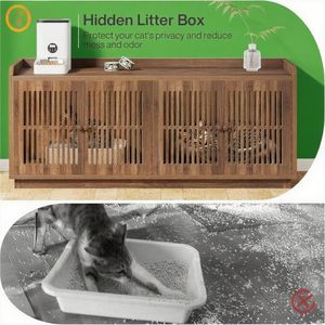 Lettiera per Gatti Intelligente con Grande Capacità, Facile da Pulire, Stile Lussuoso per Soggiorno, in Legno e Materiale PP - Product Image 4