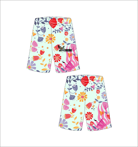 Shorts de basketball bleu clair personnalisés avec imprimé floral multicolore, légers, respirants, en maille, pour l'entraînement sportif et le streetwear - Product Image 1