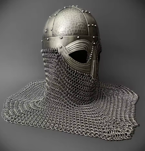 Casco Vikingo con Cadena Plateada, Casco Medieval Usable, Utilizado por los Vikingos - Product Image 5