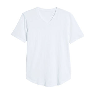 T-shirt pour homme sur mesure, qualité supérieure, polyester non tissé, col en V, manches courtes, motif uni, tissu 200 grammes, prix bas - Product Image 6