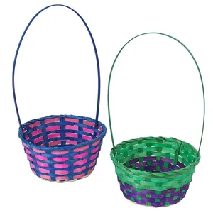 Colorful Eco-Friendly Bamboo <b>Wicker</b> <b>Storage</b> <b>Basket</b> with Handle Durable Handwoven for Fruits Gifts Crafts & Multifunction Use - Product Image 5