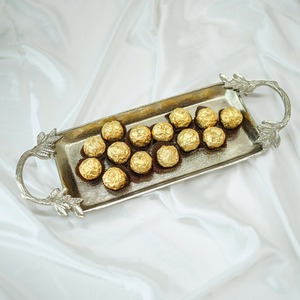 Plateau de service en métal de forme originale, plat décoratif en aluminium poli, plat à fruits pour la décoration de table de mariage ou de fête - Product Image 6