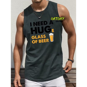 Camiseta sin mangas para hombre, de algodón elástico, ajustada, informal, de verano, para gimnasio y fitness, al por mayor - Product Image 5