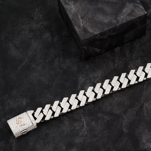 New Design Iced Out Lab Grown Cuban Link Chain Bracelet Two Row VVS Diamond with 10k Solid Gold for Gift From India - Product Image 1