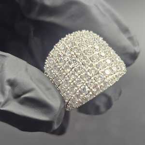 Anillo de Moissanita con Corte Redondo y Diamantes Agrupados, Plata 925 Original, Joyería Fina Estilo Hip Hop, Regalo para Aniversario, Fiesta, para Amigos - Product Image 1