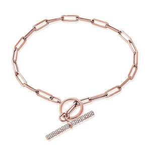 Diamond Toggle Paperclip Chain Link <b>Bracelets</b> Wholesale Paperclip Chain 10K 14K 18K <b>Solid</b> Gold Minimalist <b>Bracelet</b> Factory Price - Product Image 3