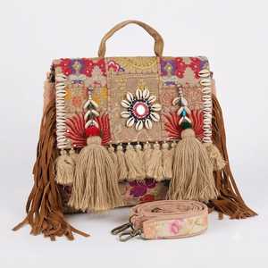 Bolso Banjara Marrón Hecho a Mano, Bolso de Hombro Tribal Vintage Bordado, Bolso Bohemio Indio Hecho a Mano, Bolso Étnico Tradicional Gitano - Product Image 4
