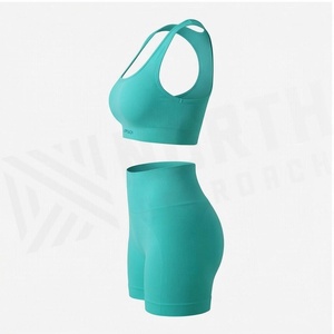 Conjunto de Yoga de 2 Piezas North Approach, Cierre Frontal Completo, Color Negro Sólido, Absorbe el Sudor, Ropa Deportiva para Mujer - Product Image 3