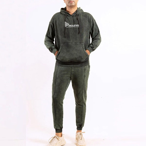 ชุดวอร์มผู้ชายแบบมีฮู้ดสำหรับฤดูหนาว ผ้าฝ้ายเฟรนช์เทอร์รี่ 100% แบบ 2 ชิ้น ดีไซน์พิมพ์ลายดิจิทัลตามสั่ง สำหรับใส่ลำลอง - Product Image 3