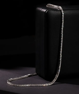 Luxury Micro Pave Moissanite Tennis <b>Chain</b> Necklace <b>Iced</b> <b>Out</b> Hip Hop Jewellery Minimal Diamond Look Gift - Product Image 2