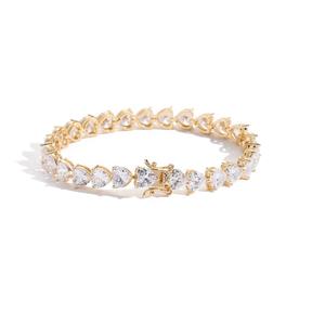 Pulsera de tenis con corazón completo, rosa dulce, cadena de muñeca femenina, pulsera con corte de corazón en tres colores, rosa suave, a la moda - Product Image 5