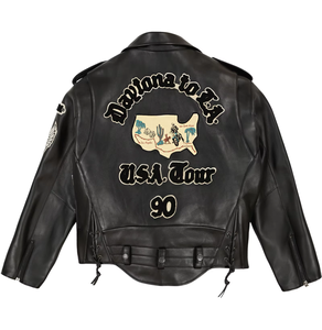 Blouson de moto Avirex personnalisé en cuir d'agneau véritable 100% avec broderie 3D, motif USA Tour au dos, coupe-vent - Product Image 2