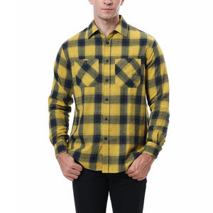 Camisa a cuadros de mezcla de algodón duradera con camisas de franela a la moda para hombre, camisa a cuadros de algodón de manga larga suave y estilo casual. - Product Image 4